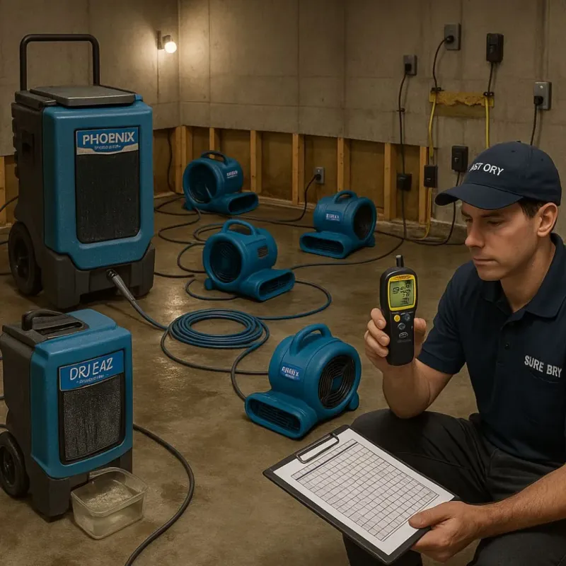 Structural Drying and Dehumidification process in Milo, ME